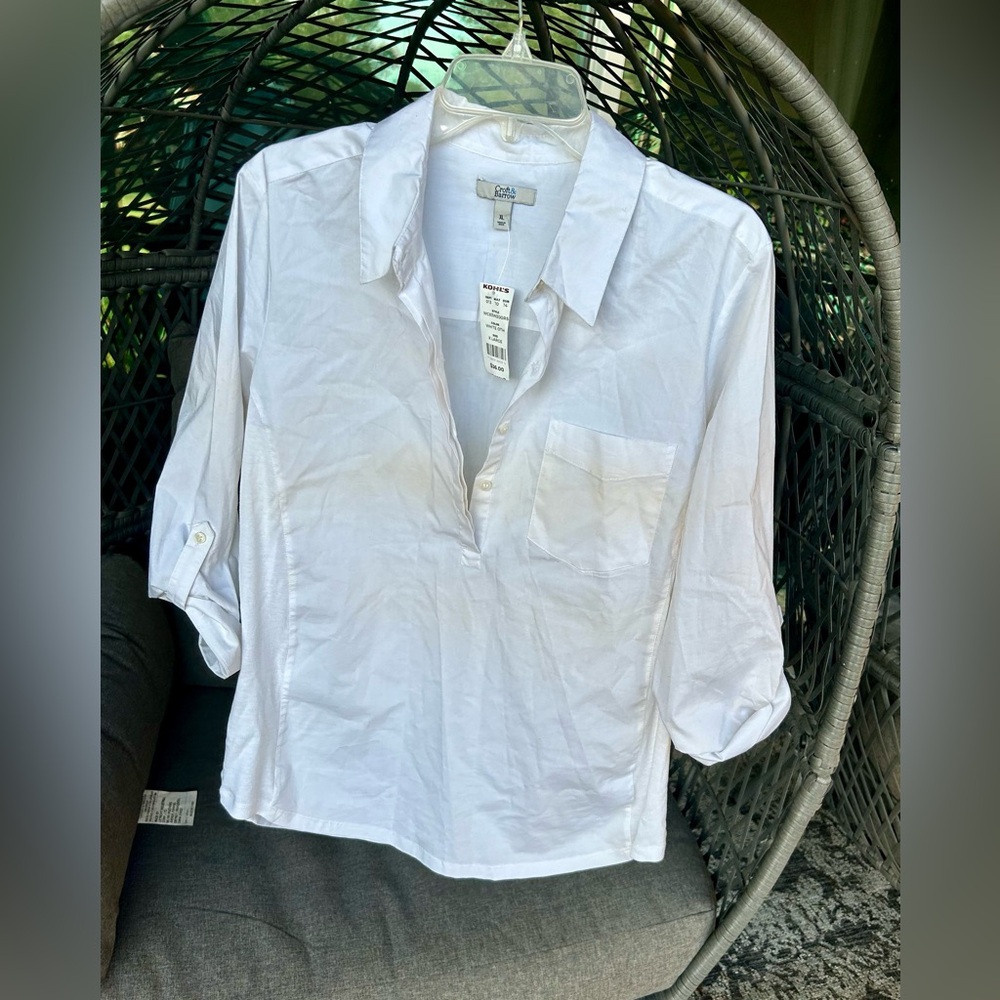 Croft & Barrow Kohls XL white long sleeve top